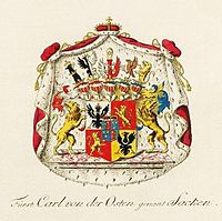 Fürstliches Wappen von der Osten genannt Sacken (1786)