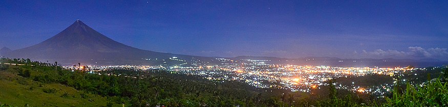 Mayon and Legazpi City at night