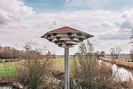 Huiszwaluwtil aan de toegangspoort van de Kalkense Meersen in Laarne.