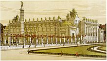 Entwurf für den Haager Friedenspalast, mit dem er den 4. Preis gewann (1905)