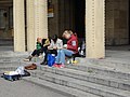 tourist taking a snack