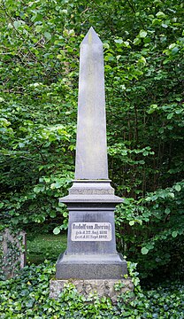 Grave and tombstone of Rudolf von Jhering at the historic city cemetery (Stadtfriedhof) in Göttingen, Germany.