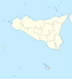 Mapa konturowa Sycylii, u góry znajduje się punkt z opisem „Termini Imerese”