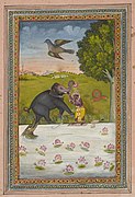 Indian School, late 18th century - Vishnu saves the elephant Gajendra from the clutches of the crocodile Makara. - RCIN 1005113.o - Royal Collection.jpg