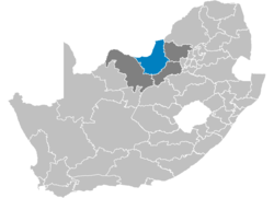 Karte de Sud Afrika montra Sentral in Nord-west Provinse