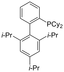 Structuurformule van XPhos (i-Pr = isopropyl, Cy = cyclohexyl)