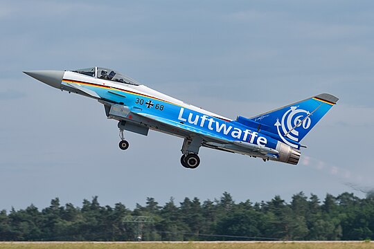 Eurofighter Typhoon EF2000 (reg. 30+68) of the German Air Force (Deutsche Luftwaffe, Taktisches Luftwaffengeschwader 74) at ILA Berlin Air Show 2016.