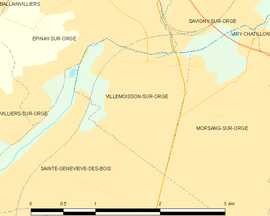 Mapa obce Villemoisson-sur-Orge