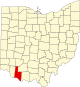 Localização do Map of Ohio highlighting Brown County