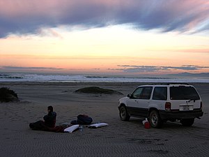 Camp on the beach NW o Punta Colonet, Baja California.