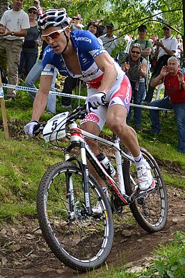 Absalon tijdens de Wereldbeker in La Bresse