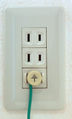 Japanese household wall outlet with ground post