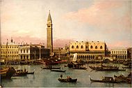 Canaletto (c. 1737) Vista da Piazzetta e a Bassin de San Marco en Venecia.