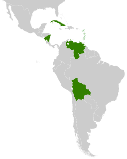 Localização da Aliança Bolivariana para os Povos da Nossa América