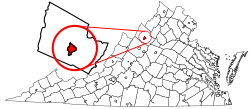 Location of Harrisonburg in Virginia