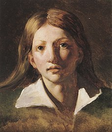 Théodore Géricault, Portrait d'un jeune garçon aux longs cheveux blonds, 1819-1820.