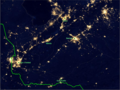 Satelital nocturna de ciudades andinas