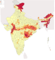 Percent of scheduled tribes in India by tehsils by census