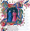 Dante et Virgile, codex de la British Library, enluminure de Priamo della Quercia (XVe siècle)