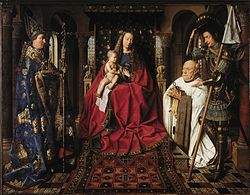 Madonna with Canon Joris van der Paele label QS:Len,"Madonna with Canon Joris van der Paele" 1436