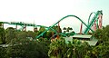 A view of the Kumba roller coaster from Skyride