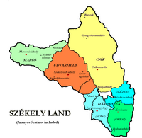 Cele șase Scaune Secuiești (în afara Scaunului Arieș): Scaunul Mureș, Scaunul Odorhei (Tileagd), Scaunul Ciuc, Scaunul Sepsi, Scaunul Chizd și Scaunul Orbai. Cele trei din urmă s-au unit sub nume de "Trei Scaune".