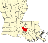 Map of Luizijana highlighting Iberville Parish