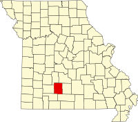 Map of Misuri highlighting Webster County