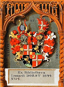 Exlibris mit Wappen Dorst von Schatzberg.