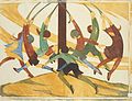 Ethel Spowers, The giant stride, 1933, Linolschnitt. Schenkung von Nan Kivell, 1953. Museum of New Zealand Te Papa Tongarewa (1953-0003-325)