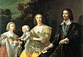 O duque de Buckingham com a esposa, Katharine, e os filhos, Mary e George, por Gerard van Honthorst.