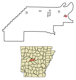 Location of Fourche in Perry County, Arkansas.