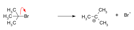 SN1 mechanism: dissociation to carbocation