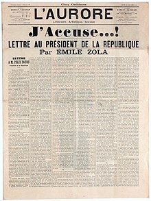 J'accuse… !, lettre ouverte d’Émile Zola passée à la postérité.