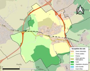 Carte en couleurs présentant l'occupation des sols.