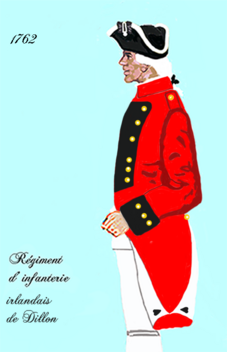 Uniform för 79:e franska infanteri- regementet Dillon (irländskt) 1762.