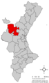 Location of Los Serranos with regards to the Valencian Community.