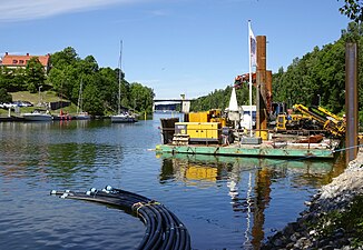 Byggarbeten i Södertälje kanal 2017.