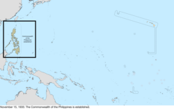 Map of the change to the United States in the Pacific Ocean on November 15, 1935