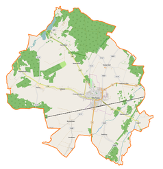 Mapa konturowa gminy Wschowa, blisko centrum na prawo u góry znajduje się punkt z opisem „Osowa Sień”