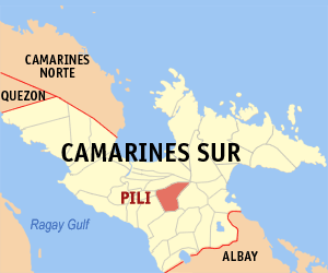 Mapa han Camarines Sur nga nagpapakita kon hain nahamutang an Pili