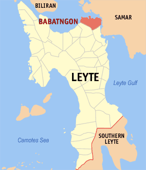 Mapa sa Leyte nga nagapakita kon asa ang Babatngon