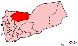 Map o Yemen showin Al Jawf govrenorate.