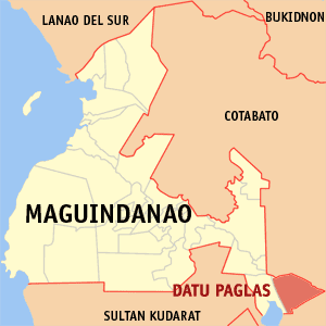 Mapa han Maguindanao nga nagpapakita kon hain nahamutangan an Datu Paglas