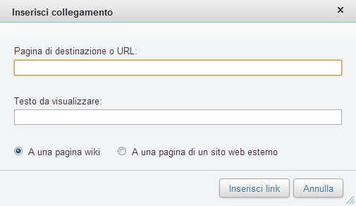 Inserisci collegamneto (popup)