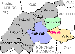 Lage von Clörath im Kreis Viersen