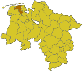 Laag van d’Landkreises Wittmund in Neddersassen