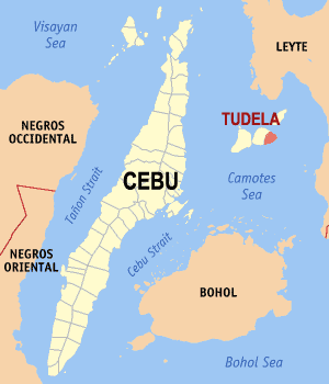 Mapa han Sugbo nga nagpapakita kon hain nahamutangan an Tudela