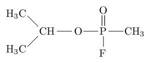 L'estructura química del sarín, un agent nerviós descobert a Alemanya en 1938.