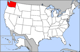 Mapa ning United States with Washington highlighted